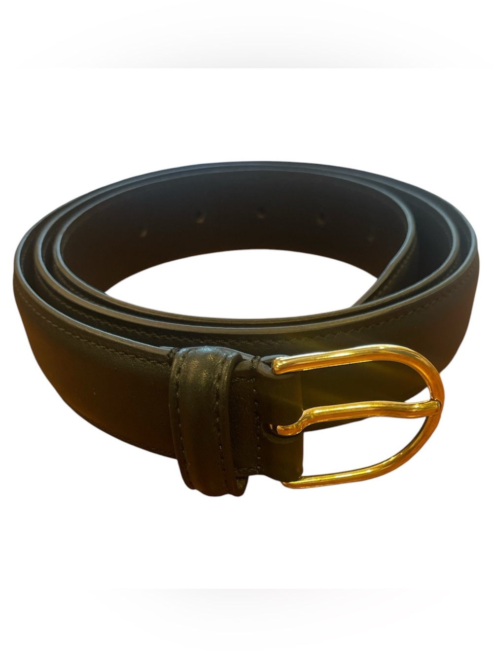 Maus & Hoffman black Leather Belt with Gold Buckle Made in Italy